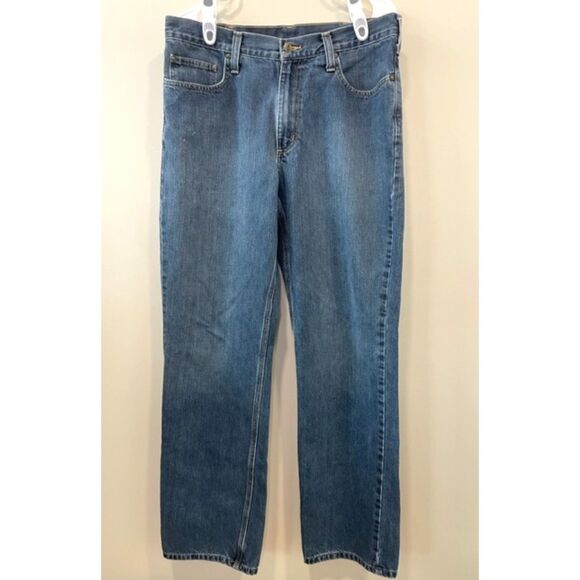 Carhartt Jeans Mens 34x34 Blue Workwear Straight Leg Casual Comfort Denim